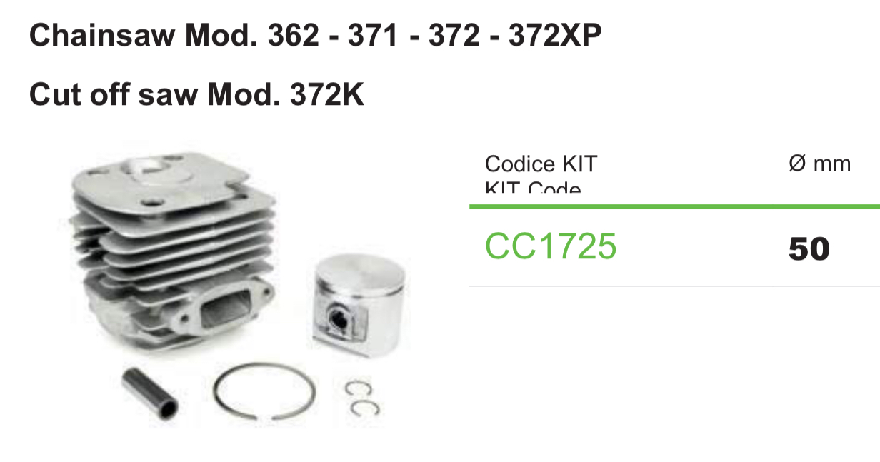 Meteor Complete cylinder kit Husqvarna 371 372 372k